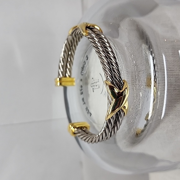 Vintage Two Tone Silver & Gold Cable Cuff - Picture 2 of 5